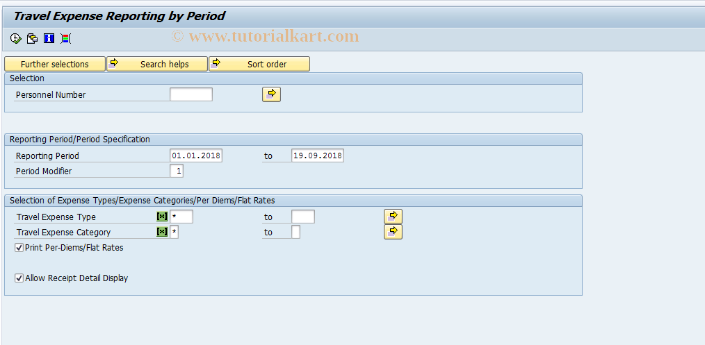 SAP TCode S_AHR_61016408 - Travel Expense Reporting by Period