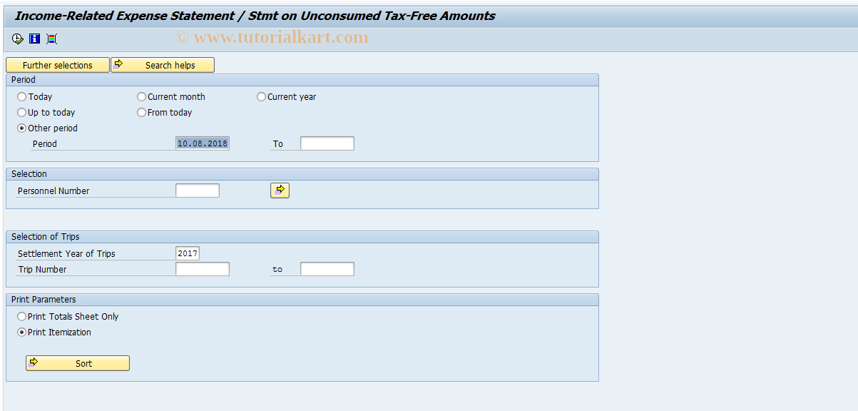 SAP TCode S_AHR_61016409 - Income-Related Expenses Statement