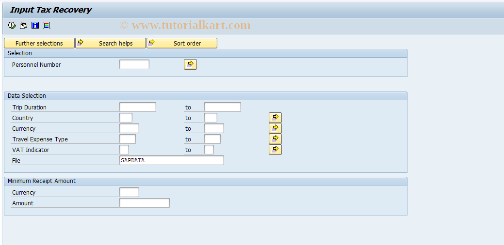 SAP TCode S_AHR_61016410 - Input Tax Recovery