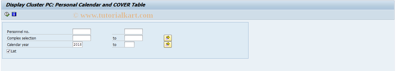 SAP TCode S_AHR_61016476 - Display Cluster PC: Personal Calen.