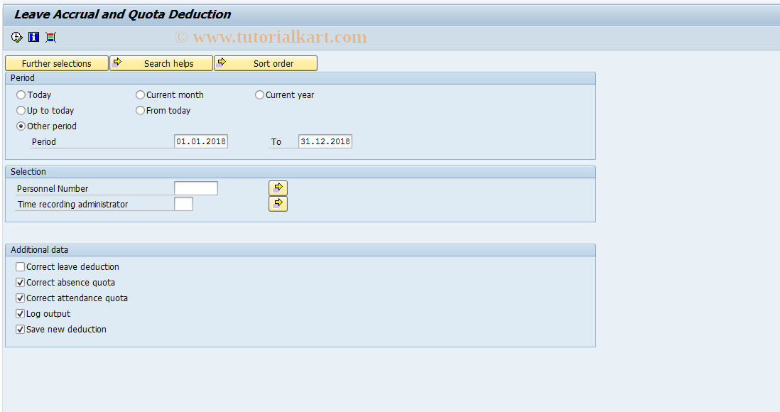 SAP TCode S_AHR_61016484 - Leave Accrual and Quota Deduction