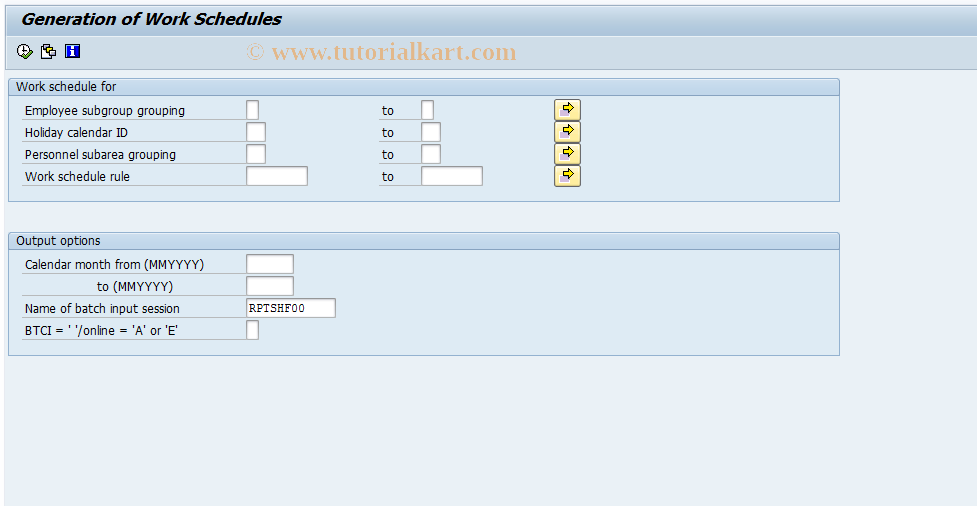 SAP TCode S_AHR_61016487 - Generation of Work Schedules