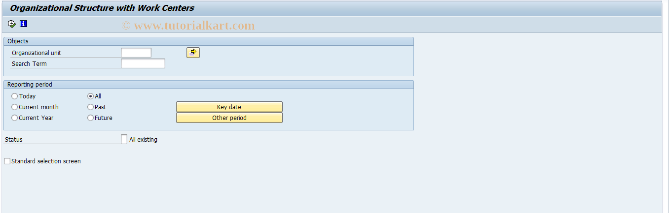 SAP TCode S_AHR_61016496 - Organizational Structure with Work Centers