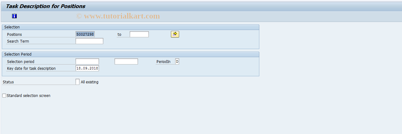 SAP TCode S_AHR_61016505 - Task Description for Positions