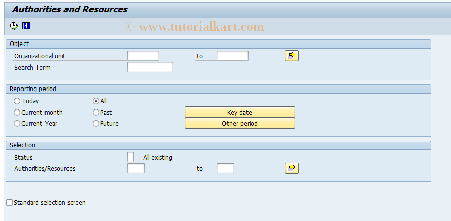 SAP TCode S_AHR_61016507 - Authorities and Resources