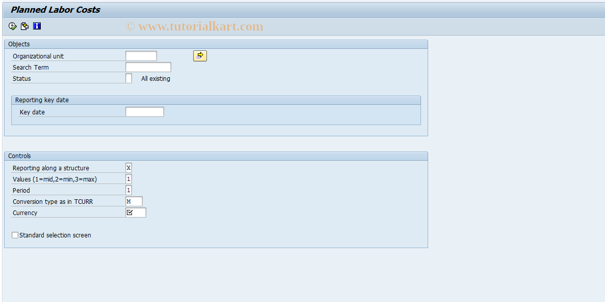 SAP TCode S_AHR_61016508 - Planned Labor Costs