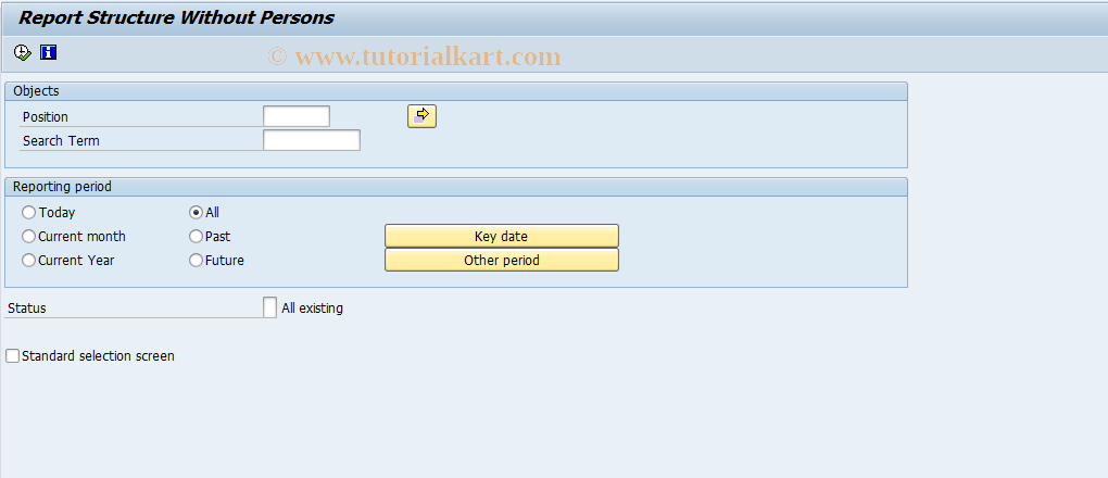 SAP TCode S_AHR_61016512 - Report Structure Without Persons