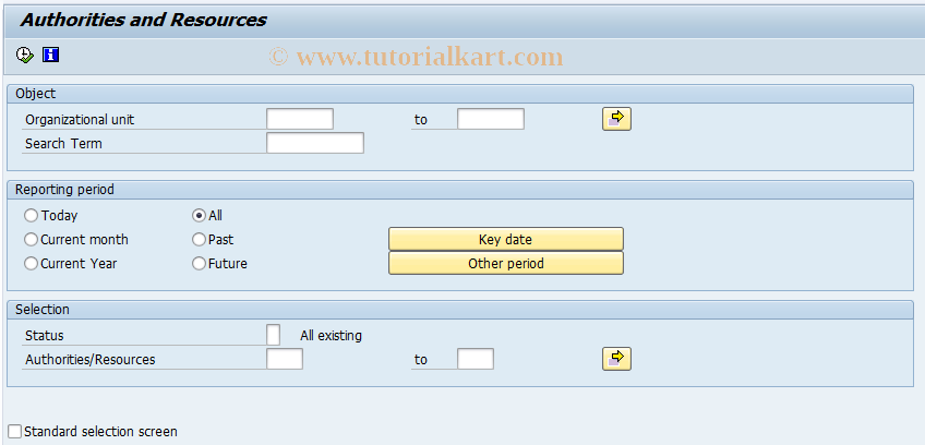 SAP TCode S_AHR_61016516 - Authorities and Resources