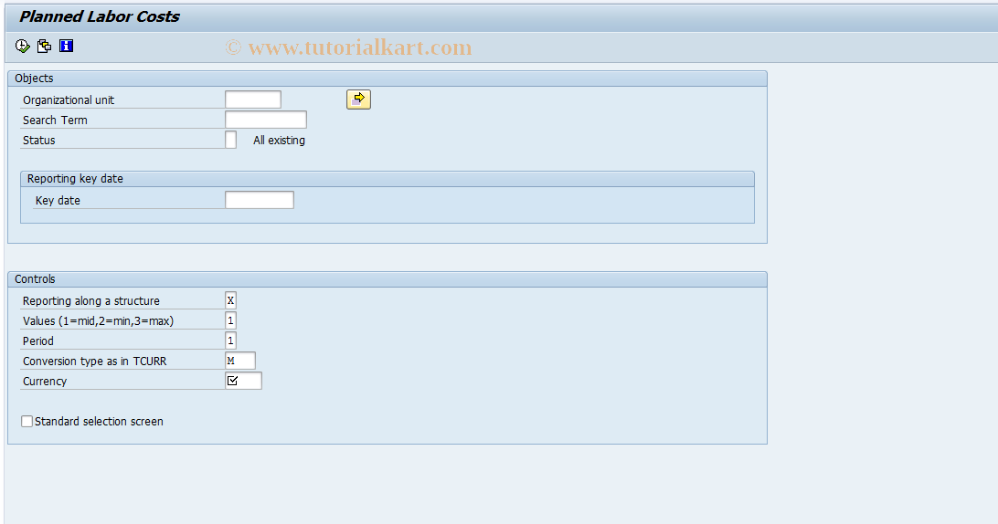 SAP TCode S_AHR_61016517 - Planned Labor Costs