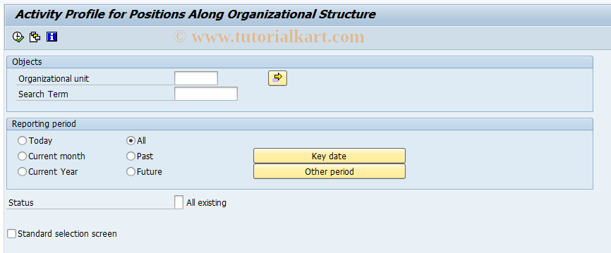 SAP TCode S_AHR_61016523 - Activity Profile for Positions Along