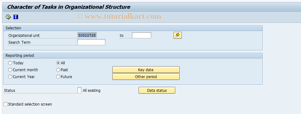SAP TCode S_AHR_61016525 - Character of Tasks in Organizational