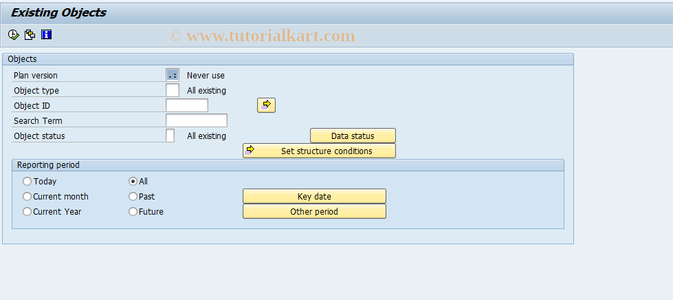 SAP TCode S_AHR_61016527 - Existing Objects