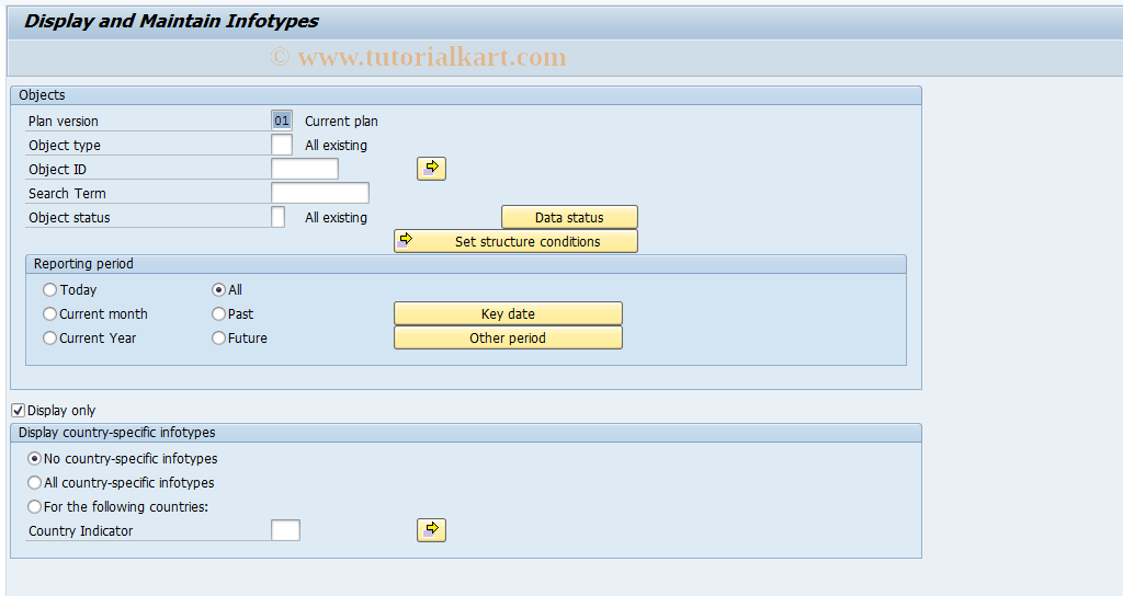 SAP TCode S_AHR_61016531 - Display and Maintain Infotypes