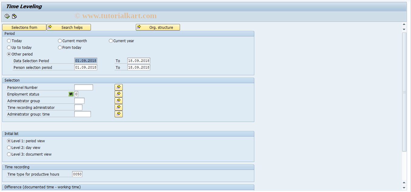 SAP TCode S_AHR_61018653 - Time Leveling