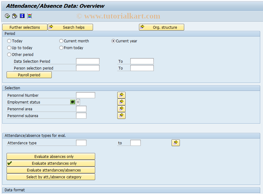 SAP TCode S_AHR_61018659 - Attendance/Absence Data: Overview