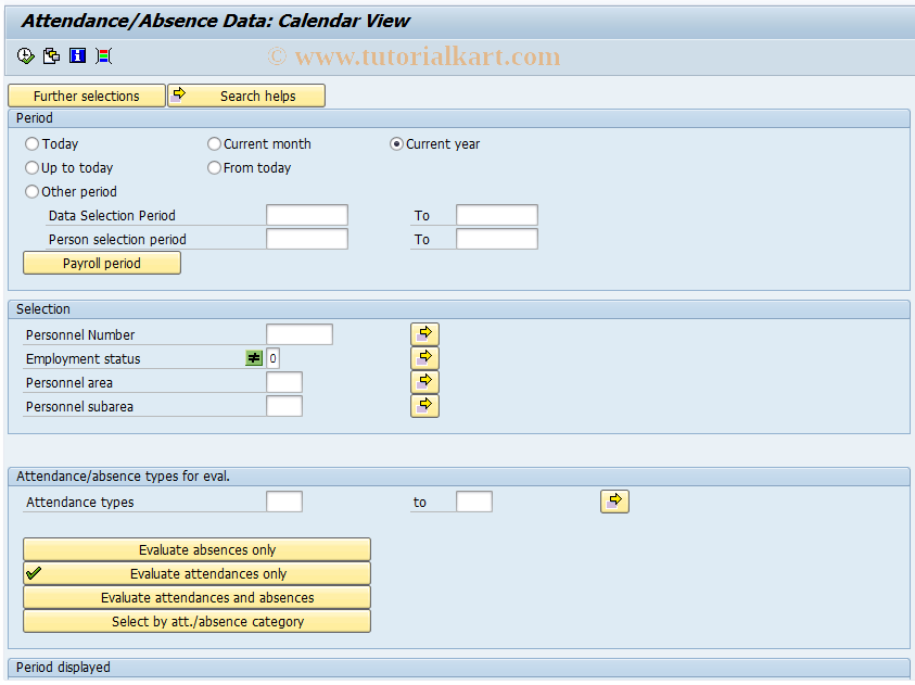 SAP TCode S_AHR_61018660 - Att./Absence Data: Calendar View