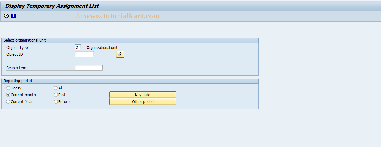 SAP TCode S_AHR_61018661 - Display Temporary Assignment List