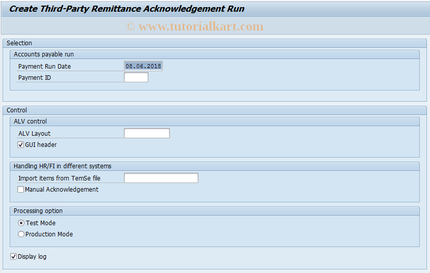 SAP TCode S_AHR_61018775 - Acknowledgement Report for Third-Par