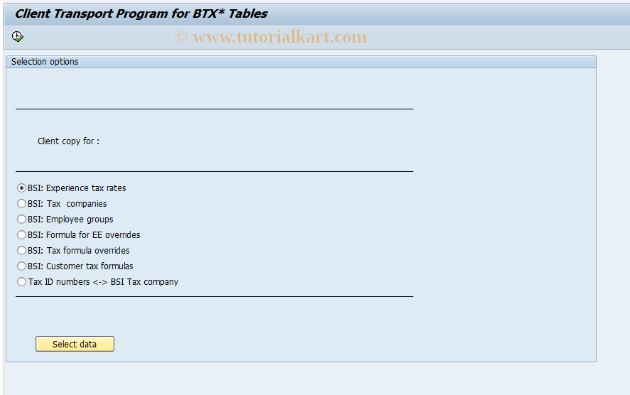 SAP TCode S_AHR_61018780 - Client Transport Program for BTX* Ta