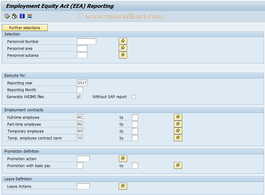 SAP TCode S_AHR_61018783 - Canada Equal-Employement Act report