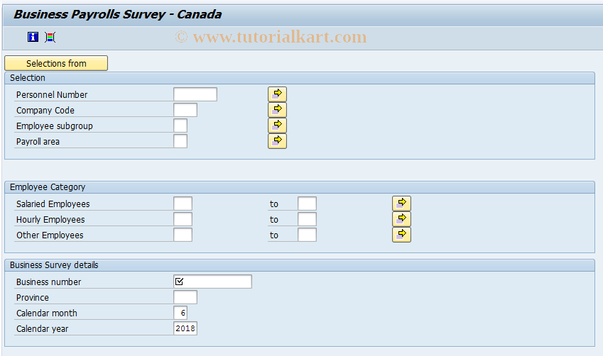 SAP TCode S_AHR_61018873 - Business Survey - Canada