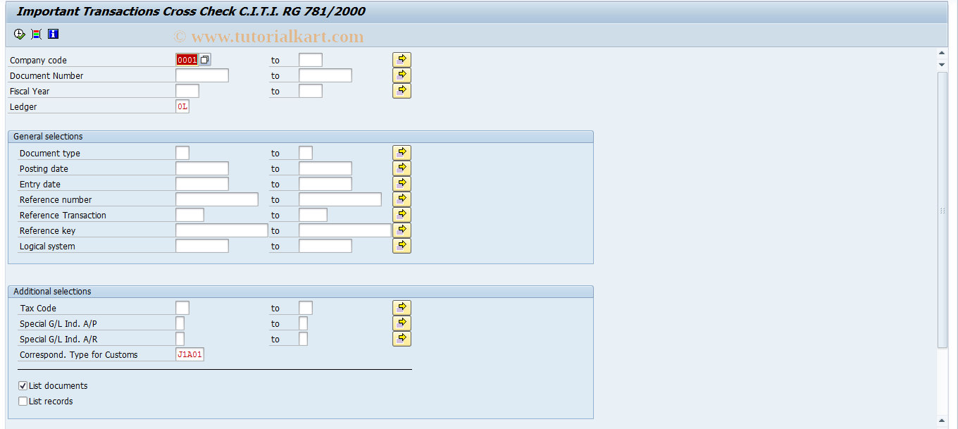 SAP TCode S_AL0_96000640 - Significant Transaction Cross Check CTTI