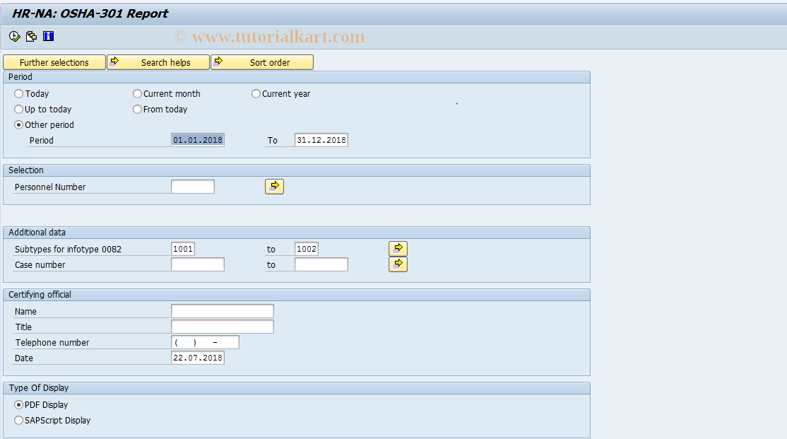 SAP TCode S_AL0_96000699 - HR-NA: OSHA-301 Report