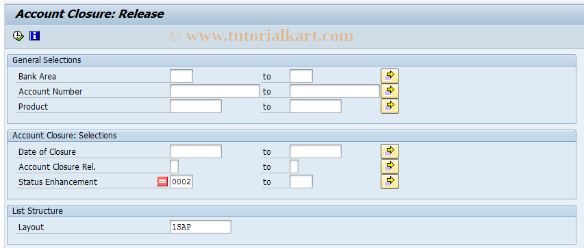 SAP TCode S_ALN_01000862 - Account closure: Release