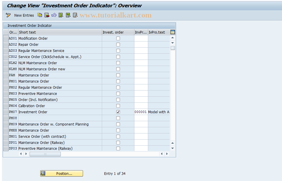 SAP TCode S_ALR_87000046 - IMG Activity: OLIA_V_T350_IV