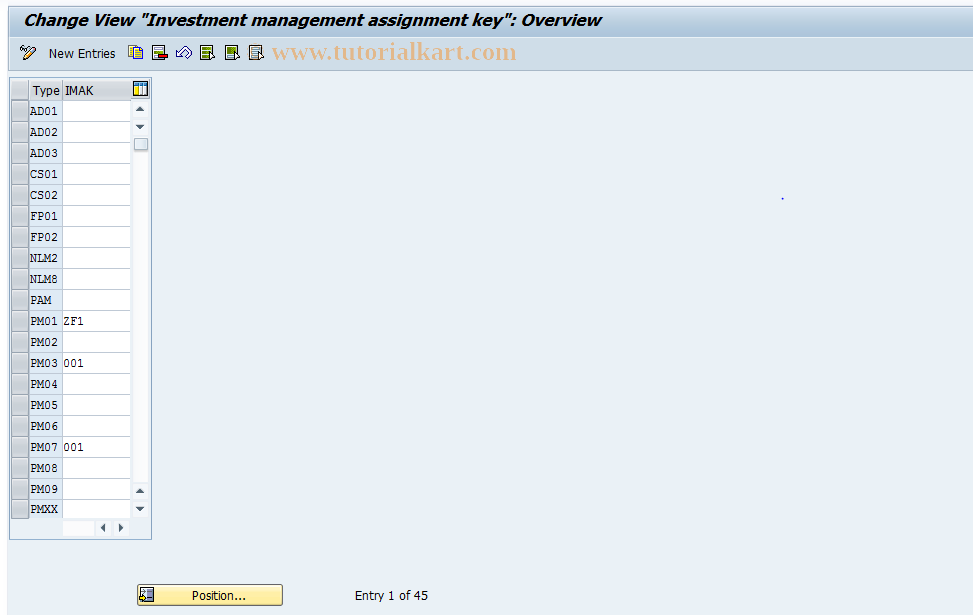 SAP TCode S_ALR_87000085 - IMG Activity: OLIA_V_T350_IMZS