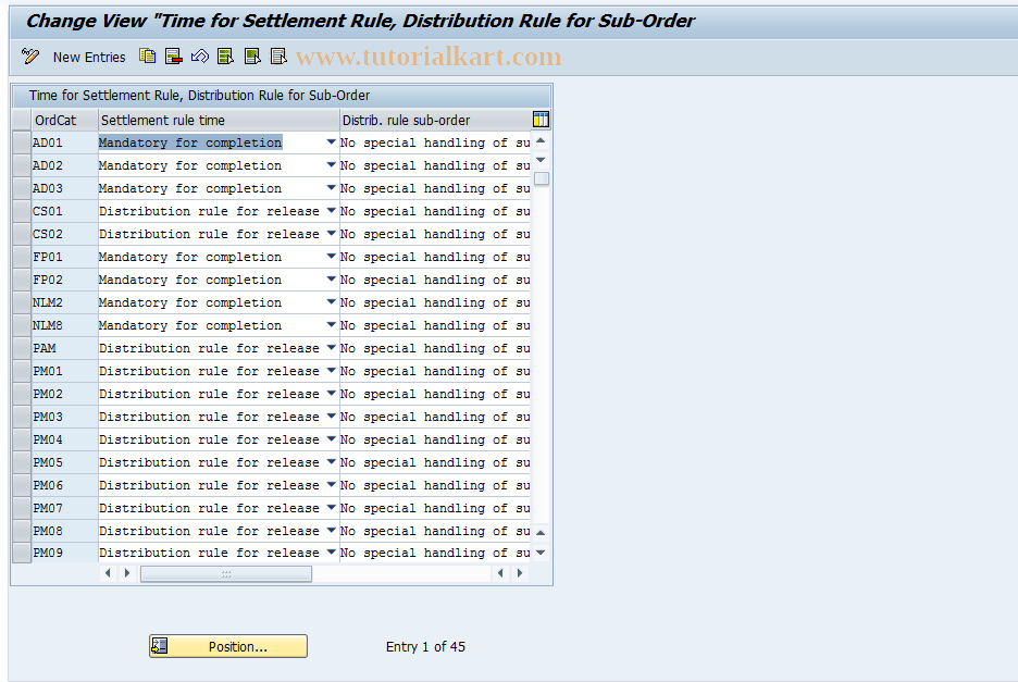 SAP TCode S_ALR_87000122 - IMG Activity: OLIA_V_T350_HE