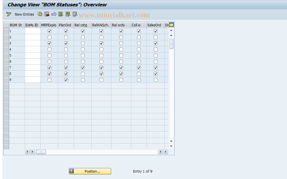 SAP TCode S_ALR_87000341 - IMG Activity: SIMG_CFMENUOLI0OICH