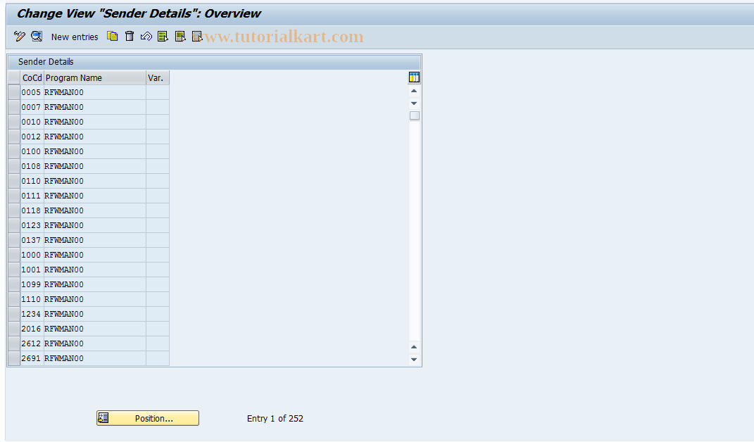 SAP TCode S_ALR_87001402 - IMG Activity: SIMG_CFMENUORFBOB92