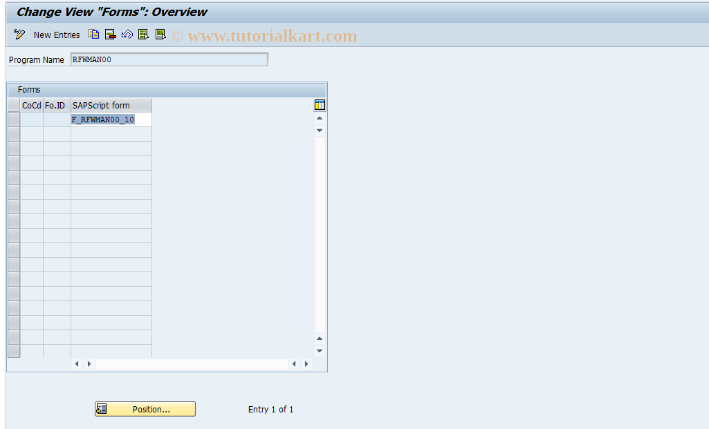 SAP TCode S_ALR_87001403 - IMG Activity: SIMG_CFMENUORFBOB91