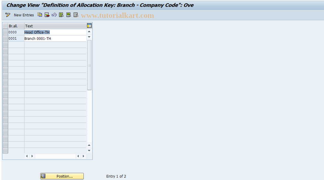 SAP TCode S_ALR_87001497 - IMG Activity: J_1A_ASSIGNMENT_KEYS