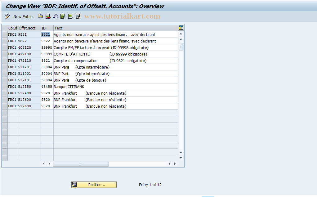SAP TCode S_ALR_87001850 - IMG Activity: SIMG_CFORFBTFE18DK