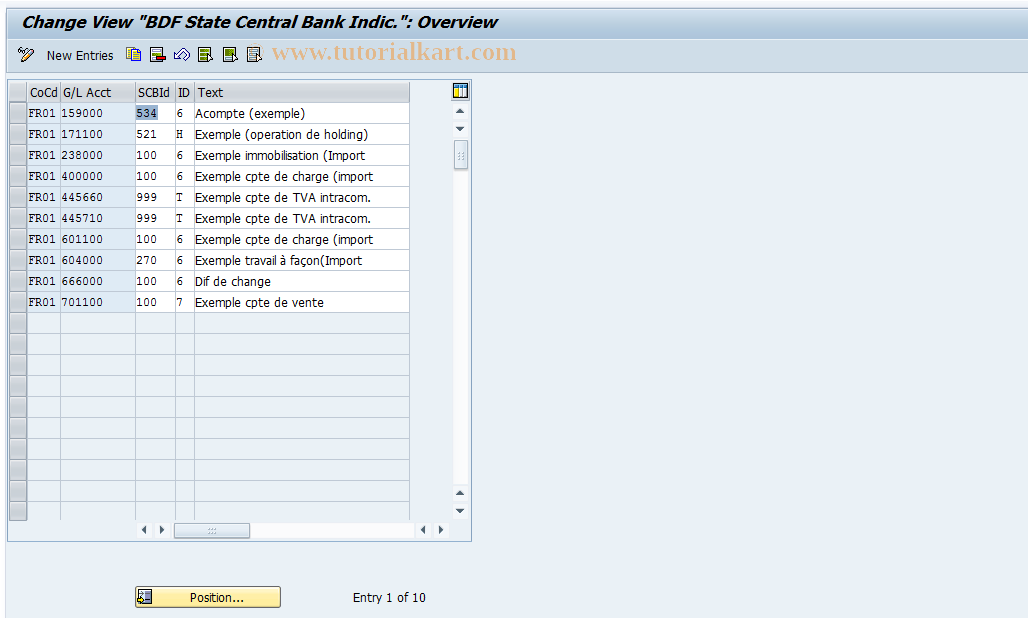 SAP TCode S_ALR_87001862 - IMG Activity: SIMG_CFORFBTFE05DK