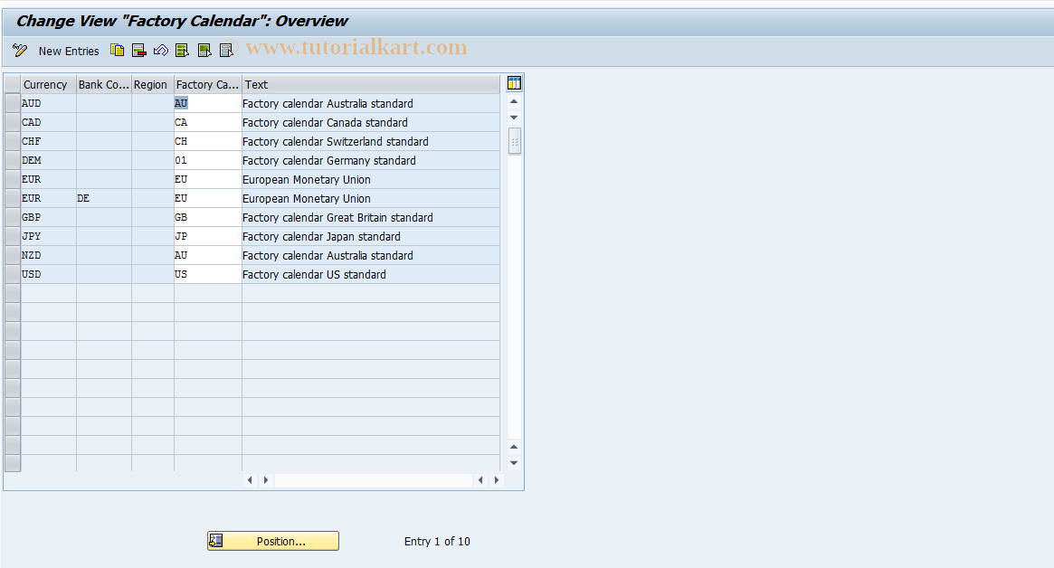 SAP TCode S_ALR_87001909 - IMG Activity: SIMG_CFFIBATBKFK