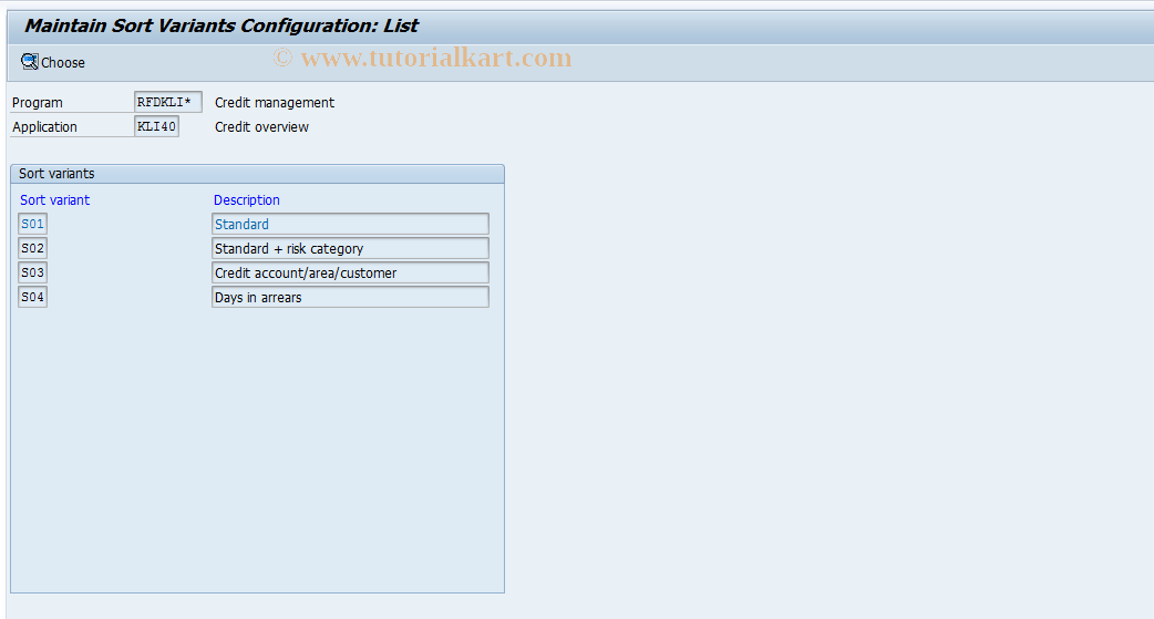 SAP TCode S_ALR_87002270 - IMG Activity: SIMG_CFMENUORFBO7S3