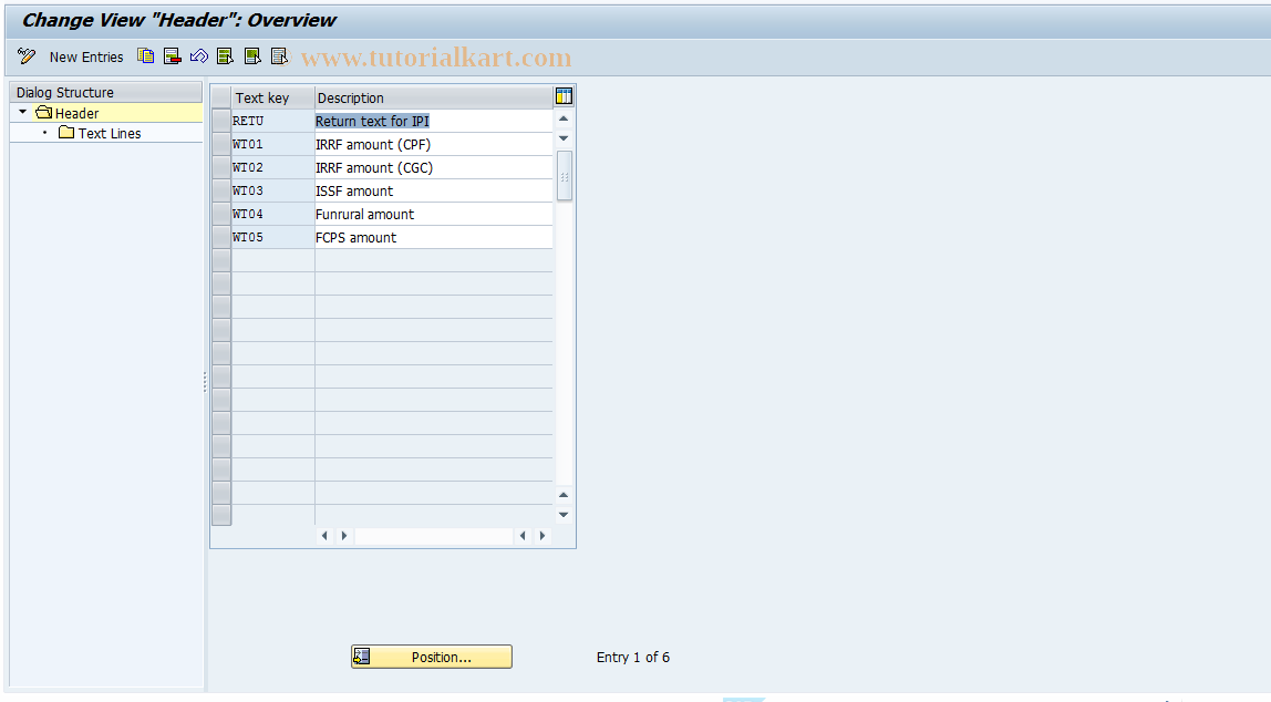 SAP TCode S_ALR_87002482 - IMG Activity: J_1BTEXT_KEYS