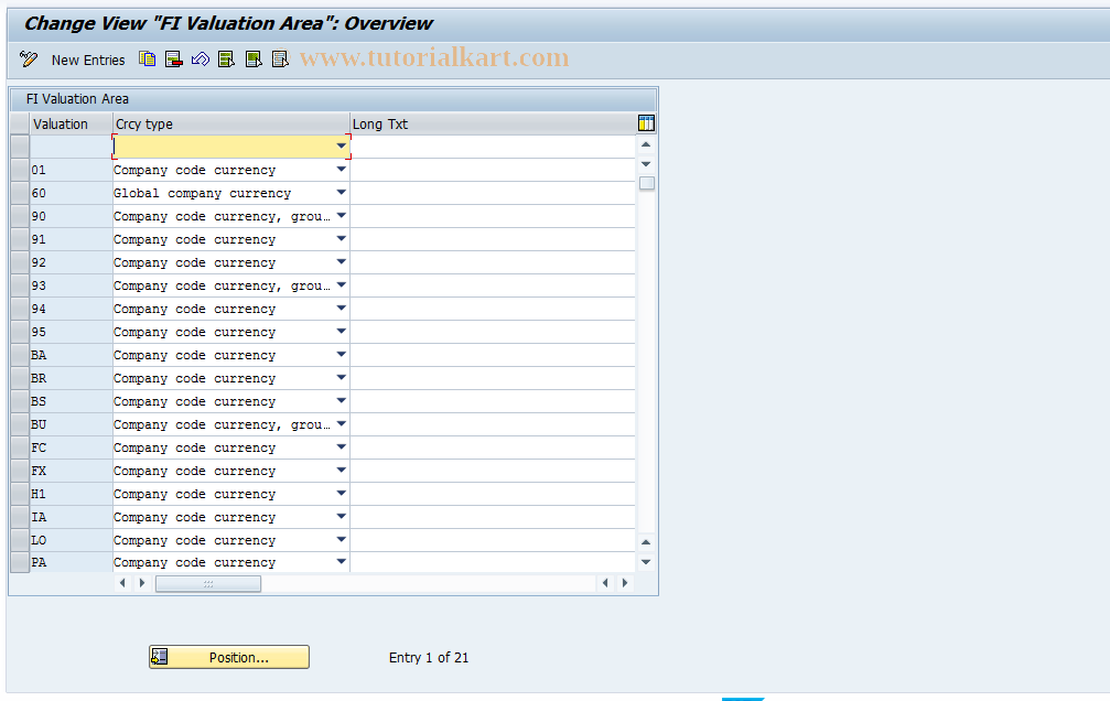 SAP TCode S_ALR_87002802 - IMG Activity: SIMG_CFORFBT033