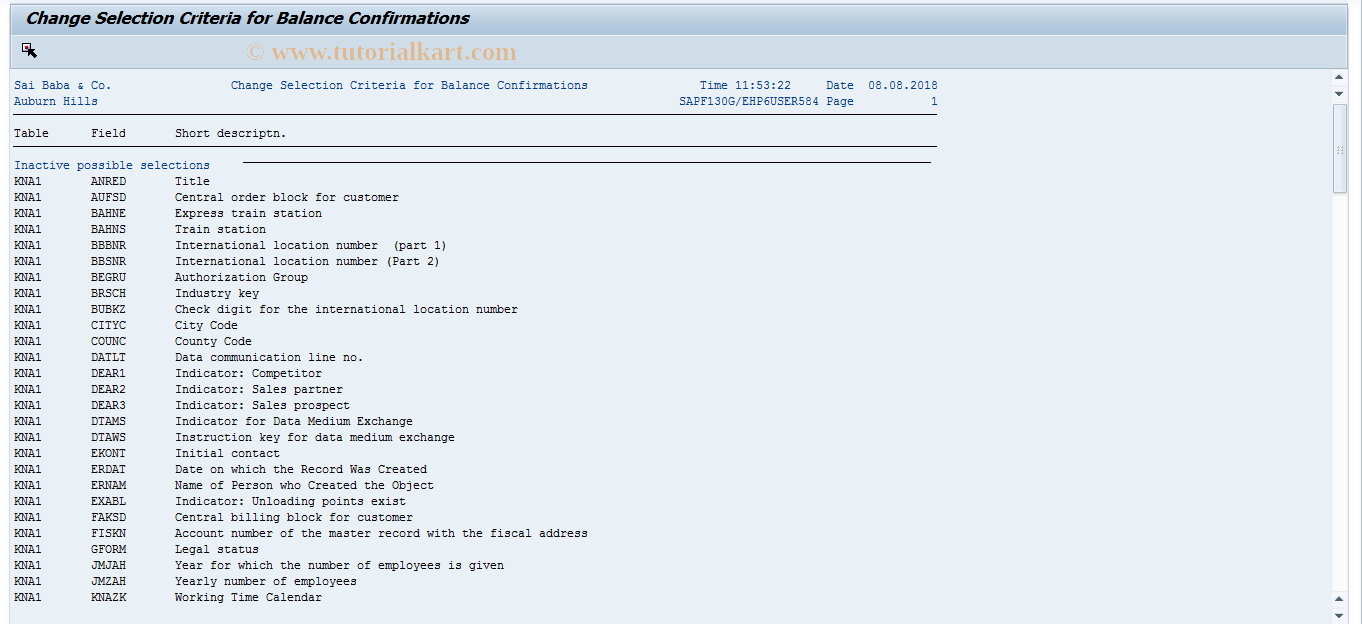 SAP TCode S_ALR_87002817 - IMG Activity: SIMG_CFMENUORFBFSSP
