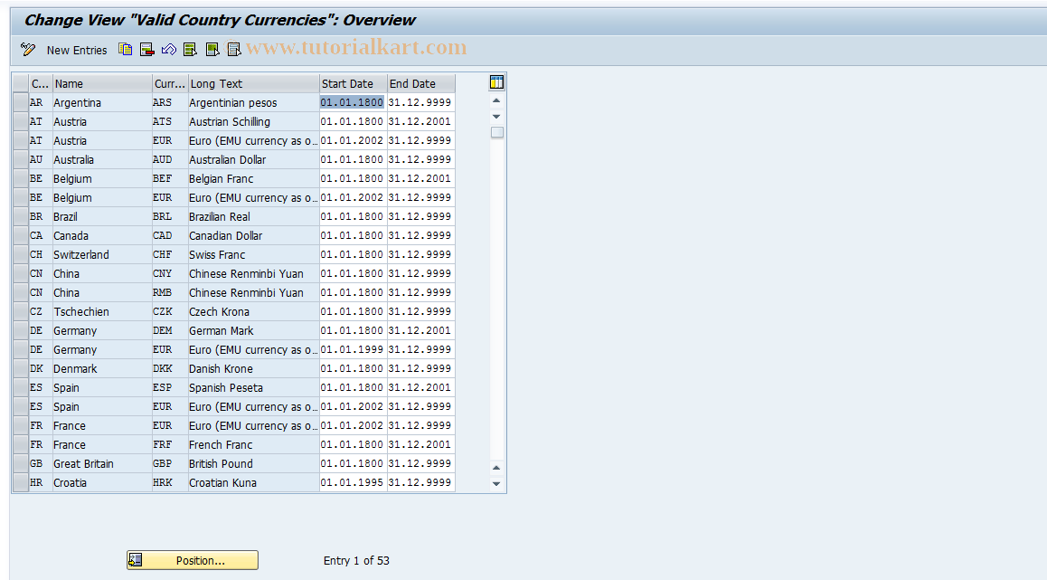 SAP TCode S_ALR_87002828 - IMG Activity: OHEUR105