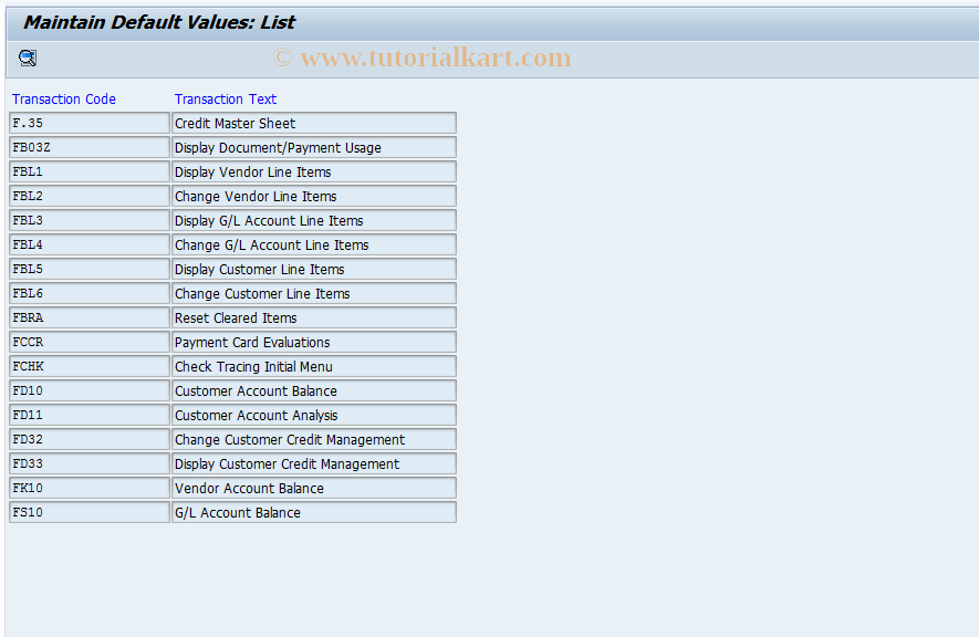 SAP TCode S_ALR_87002838 - IMG Activity: SIMG_CFMENUORFBO7V2