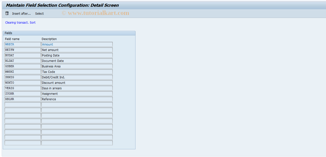 SAP TCode S_ALR_87002843 - IMG Activity: SIMG_CFMENUORFBO7F2