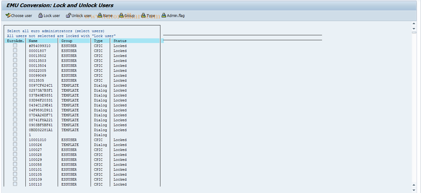 SAP TCode S_ALR_87003053 - IMG Activity: SIMG_EURO_LC2280