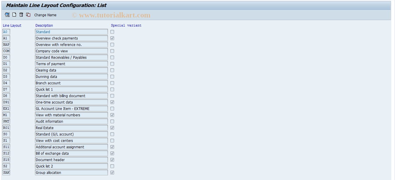 SAP TCode S_ALR_87003077 - IMG Activity: SIMG_CFMENUORFBO7Z3