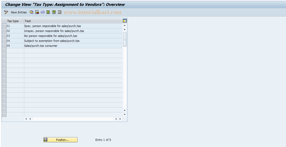 SAP TCode S_ALR_87003093 - IMG Activity: J_1AASSIGN_FISC_TYP2