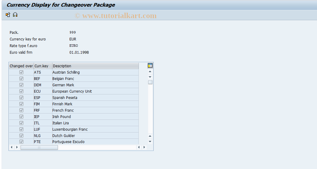 SAP TCode S_ALR_87003155 - IMG Activity: SIMG_EURO_CS1030