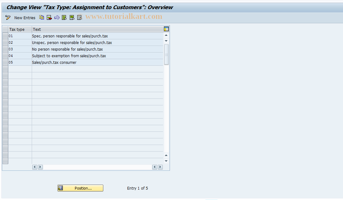 SAP TCode S_ALR_87003223 - IMG Activity: J_1AASSIGN_FISC_TYPE